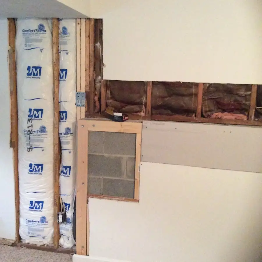 Wall insulation replacement during Basement Flood Cleanup in Irvington